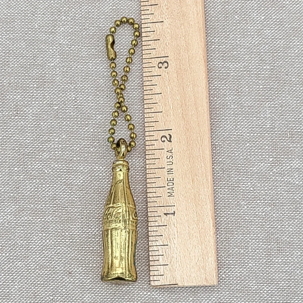 Vintage Mini Coca Cola Bottle Gold Tone Metal Keychain